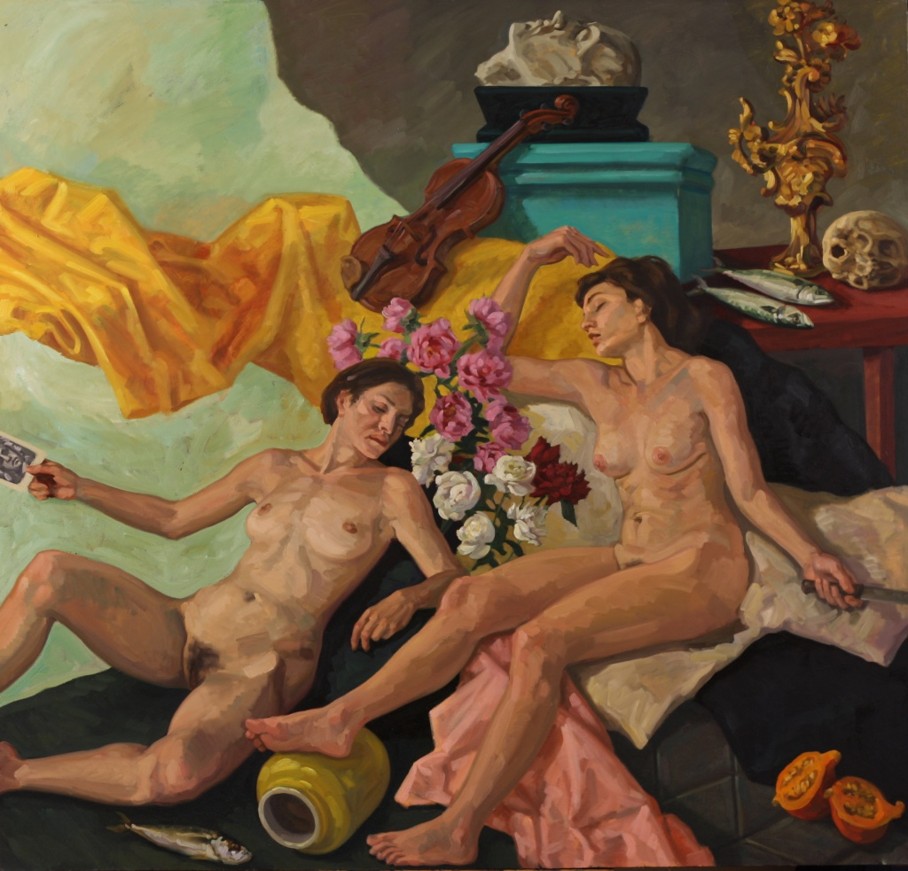 Thracian Women with the Head of Orpheus; oil on canvas, 200 x 215 cm, 2012