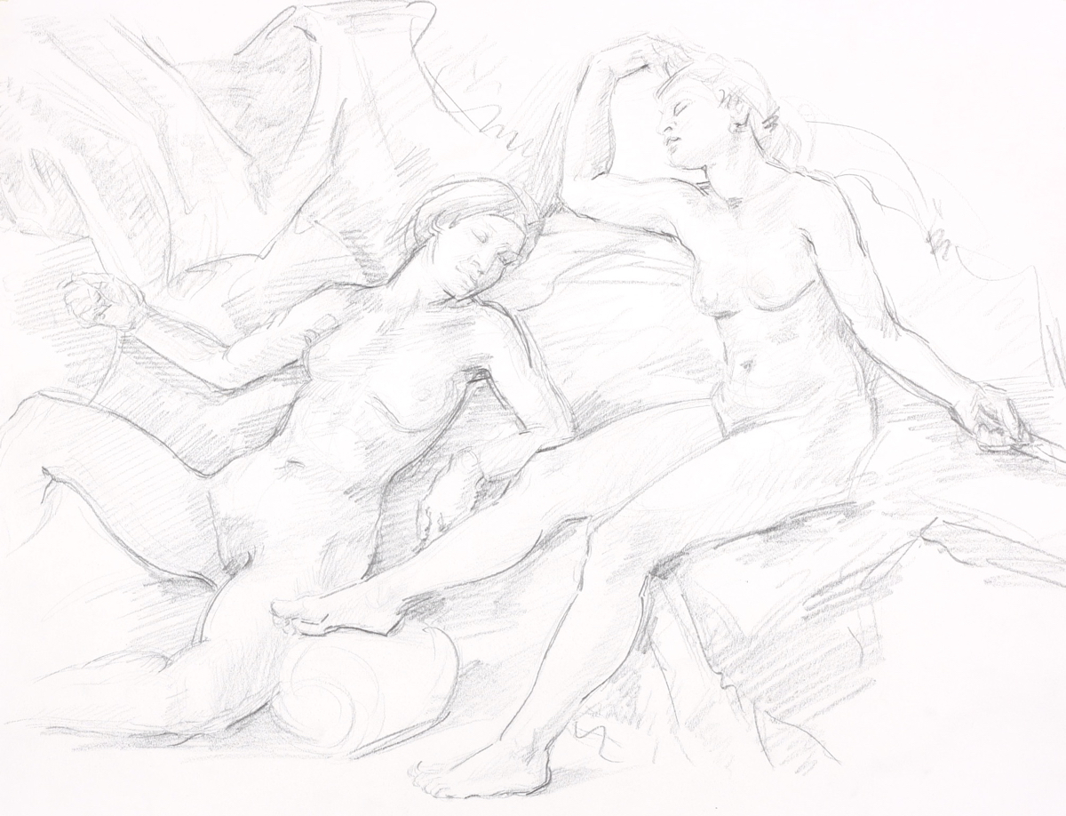 Thracian Women; graphite on paper, 32 x 42 cm, 2012